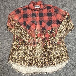 One 24 Rags Red & Black Buffalo Plaid Button Down Shirt Small Womens Long Sleeve